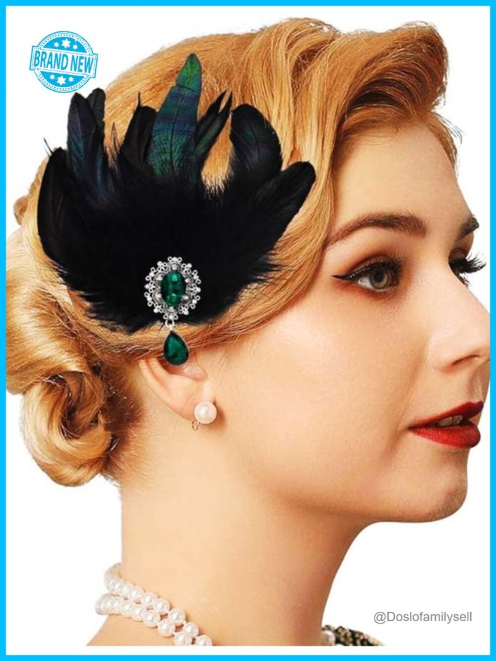 Feather Rhinestone Hair Clip Headband Cocktail Party Accessory
